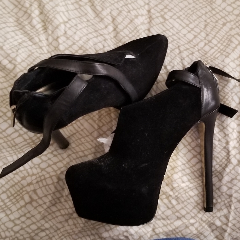 bebe new Zeurana suede platform stiletto booties